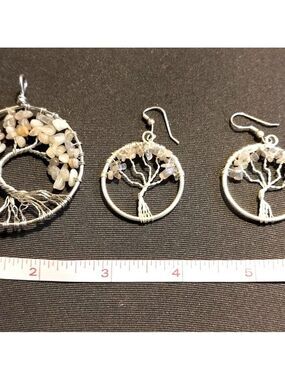 Silver Labradorite Wire Wrapped Tree Of Life Necklace Pendant & Earring …